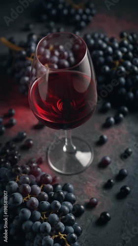 Red Wine on Dark Grape Texture