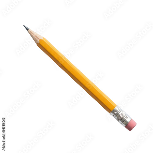 Yellow pencil with pink eraser and graphite tip