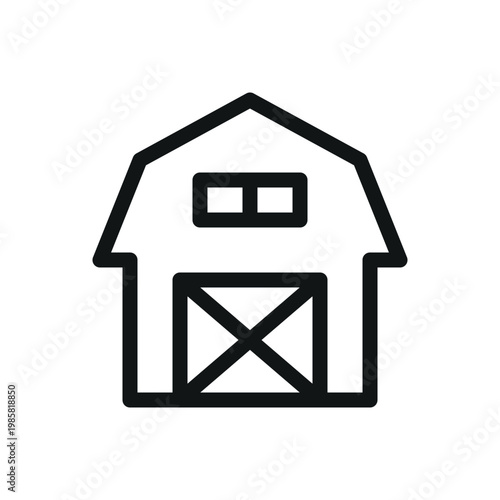 Farm barn line icon, barn building vector symbol with editable stroke