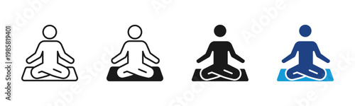 Yoga Pose icon set multiple style collection