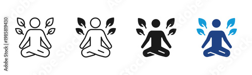 Meditation Mind icon set multiple style collection