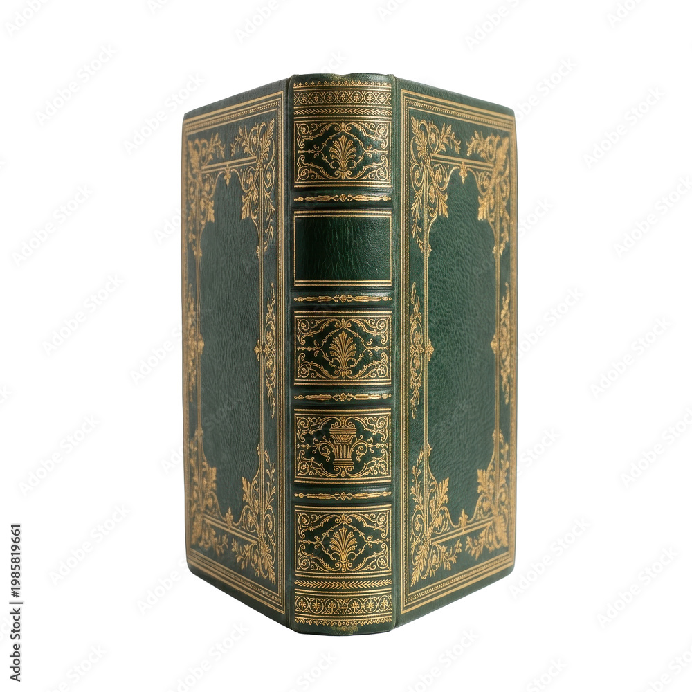 Fototapeta premium Ornate green leather book with gold tooling