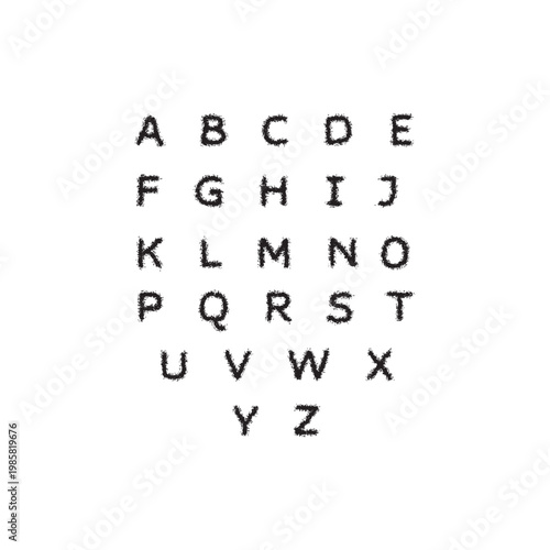 Textured Hand Drawn Alphabet Set with Rough Uppercase Letters A to Z