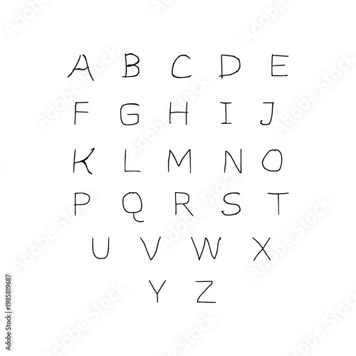 hand drawn alphabet, Hand Drawn Sketchy Alphabet Set with Uppercase Letters A to Z