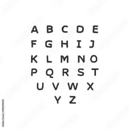 Simple Hand Drawn Sans Serif Alphabet Set with Rounded Uppercase Letters A to Z