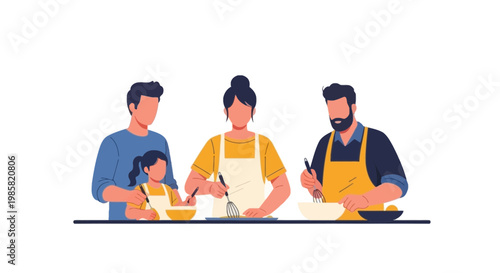 Family Cooking Together in the Kitchen during a Cooking Class