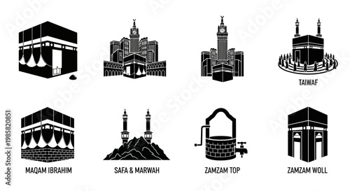 Islamic Cultural Icons and Symbols - A Collection of Religious and Traditional Graphics