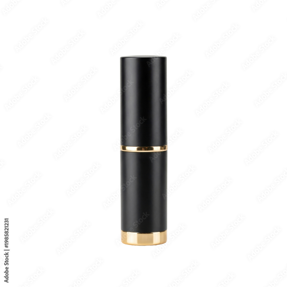 Obraz premium Black lipstick tube with gold accent band and base