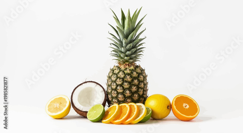 Fresh fruit, tropical selection, pineapple, citrus, healthy eating