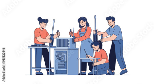 Workshop Team Assembling Electronic Devices Collaboration