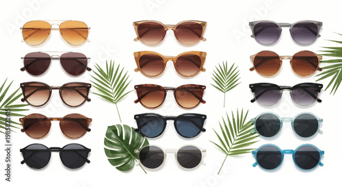 Sunglasses, trendy eyewear, shades collection, tropical accessories