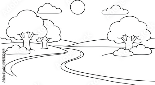 Minimalist line of two fluffy clouds floating in a clear sky white clouds blue sky