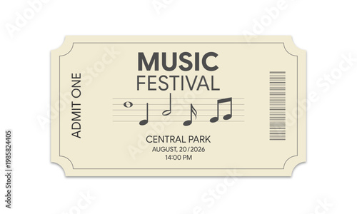 Ticket template on white background.	