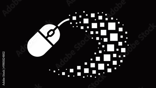 Geometric mouse illustration with geometric sparkle path - for design tool campaigns
