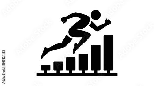 Minimalist athlete clearing data visualization bars - for growth challenge campaigns