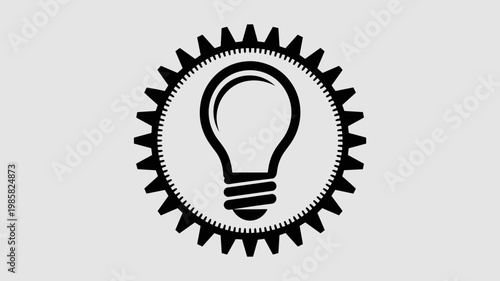 Minimalist idea lamp with mechanical gear surround - for invention concept content