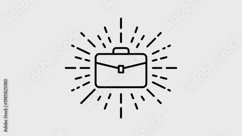 Vector briefcase emitting concentric light circles - for professional opportunity content