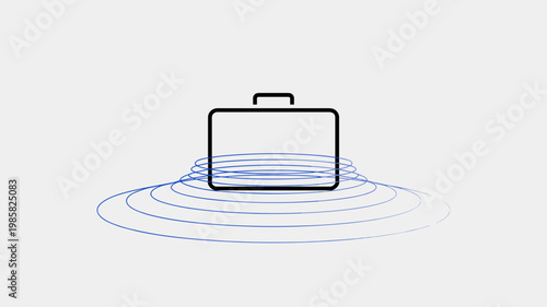 Minimalist briefcase vector with holographic glow rings - for business innovation visuals