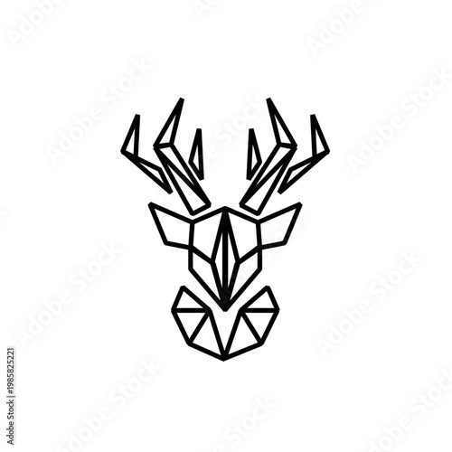 Geometric Deer Head Logo Design