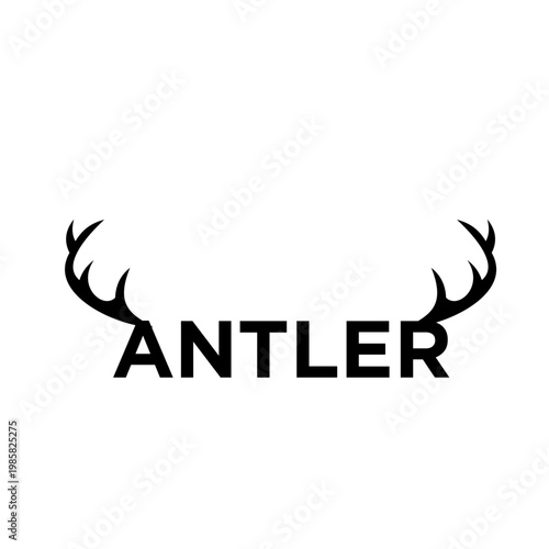 Minimalist Black Antler Logo Design with Text "ANTLER" for Wildlife and Outdoor Branding