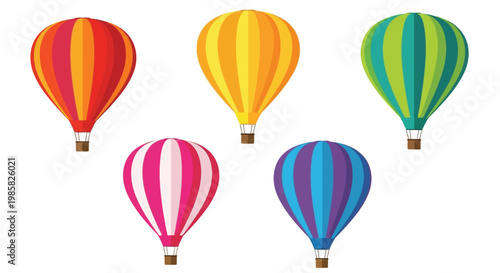 Colorful hot air balloons arranged in a playful decorative composition