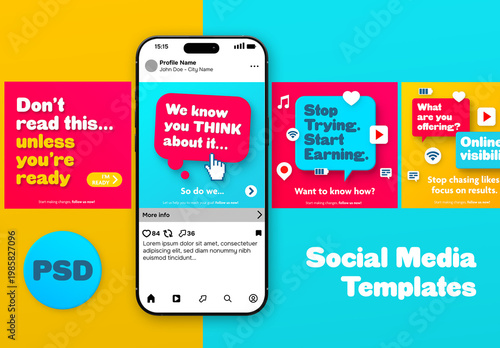Colourful PSD social media template
