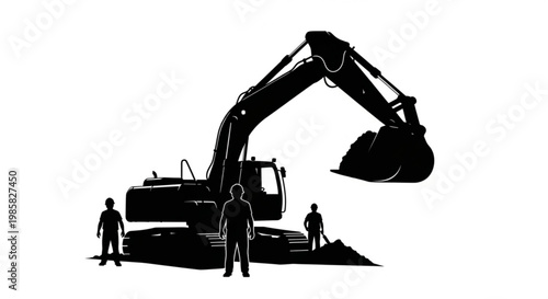 Yellow excavator and shovel construction machine isolated on white background