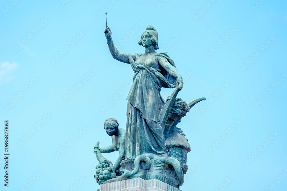 Fototapeta premium Congress Palace Buenos Aires Argentina sculpture isolated in the sky background