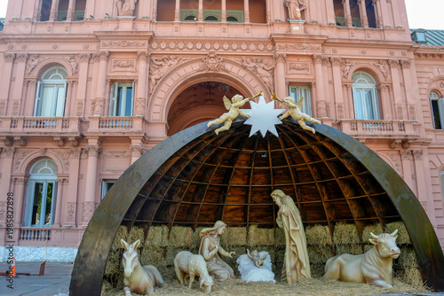 christmas decoration nativity outside buenos aires casa rosada presidential palace