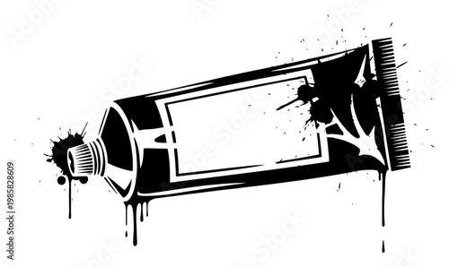 Ointment tube for medical cream or gel in black ink splatter style