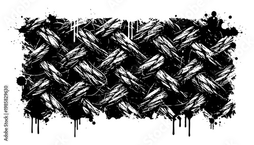Woven rope texture with industrial cable pattern in urban stencil style