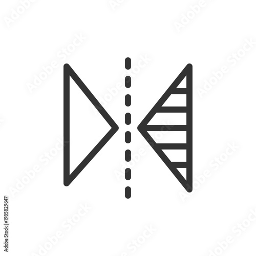 Vertical reflection pixel perfect linear ui icon. Invert picture. Photography editor. GUI, UX design. Outline isolated user interface element for app and web. Editable stroke. Arial font used