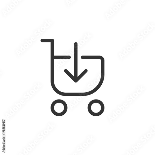 Loading shopping cart pixel perfect linear ui icon. Put product in shopping trolley. GUI, UX design. Outline isolated user interface element for app and web. Editable stroke. Arial font used