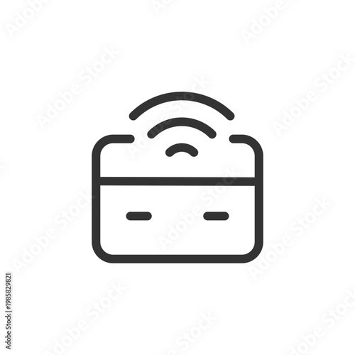 Wireless transfer money pixel perfect linear ui icon. Transmit cash online. E commerce. GUI, UX design. Outline isolated user interface element for app and web. Editable stroke. Arial font used
