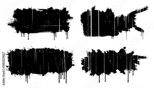 Abstract grunge banners with vertical drips in urban stencil style
