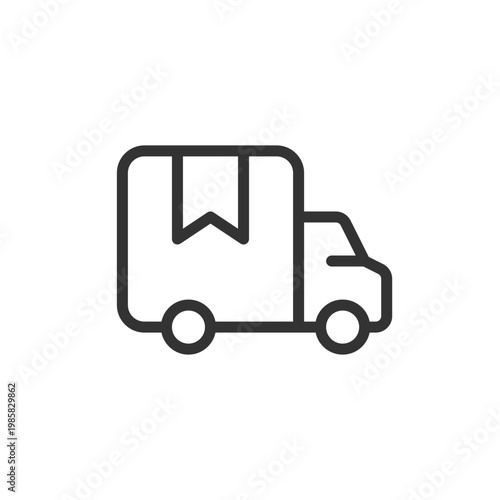 Delivery truck pixel perfect linear ui icon. Transporting goods and products. E commerce. GUI, UX design. Outline isolated user interface element for app and web. Editable stroke. Arial font used