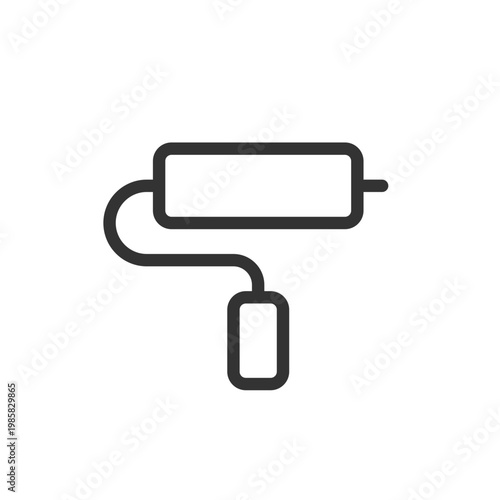 Paint roller tool pixel perfect linear ui icon. Tools for home renovation. Online marketplace. GUI, UX design. Outline isolated user interface element for app and web. Editable stroke. Arial font used