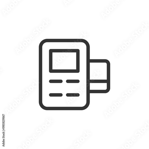 Card payment terminal pixel perfect linear ui icon. Billing option. Money-transfer service. GUI, UX design. Outline isolated user interface element for app and web. Editable stroke. Arial font used