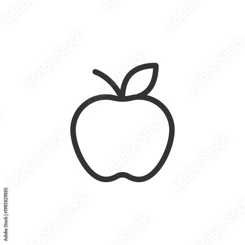 Apple fruit pixel perfect linear ui icon. Organic products selling. Local farmers market. GUI, UX design. Outline isolated user interface element for app and web. Editable stroke. Arial font used