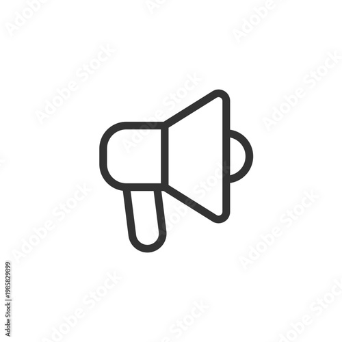 Handheld megaphone pixel perfect linear ui icon. Announce about sales. Marketing campaign. GUI, UX design. Outline isolated user interface element for app and web. Editable stroke. Arial font used