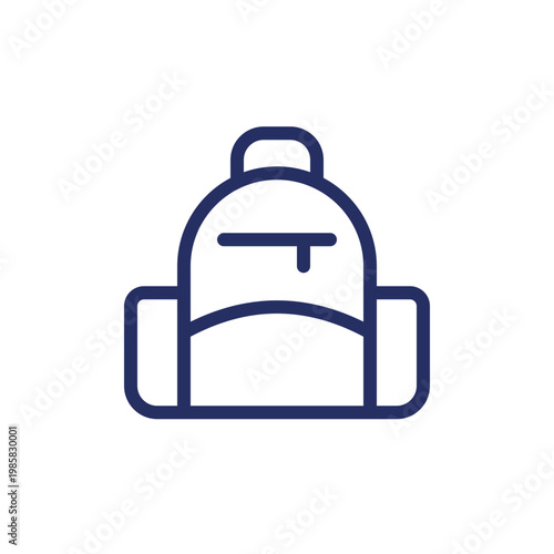 School backpack pixel perfect linear ui icon. Rucksack for high school, college students. GUI, UX design. Outline isolated user interface element for app and web. Editable stroke. Arial font used