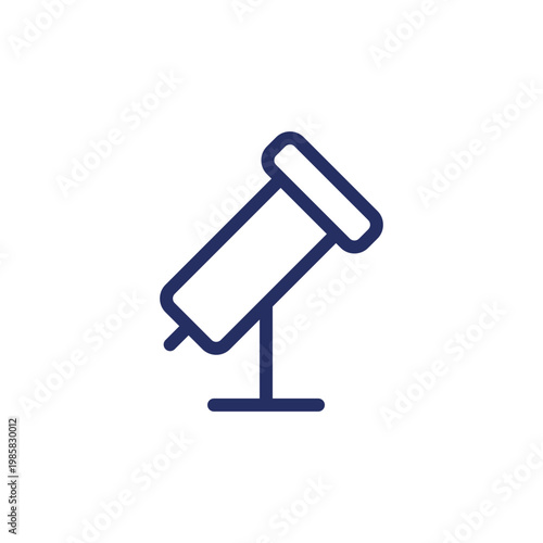 Telescope pixel perfect linear ui icon. Astronomy club. Stargazing program. Science activity. GUI, UX design. Outline isolated user interface element for app and web. Editable stroke. Arial font used