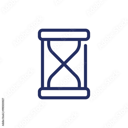 Hourglass pixel perfect linear ui icon. Time-measuring device. Sand glass clock. Timekeeping. GUI, UX design. Outline isolated user interface element for app and web. Editable stroke. Arial font used