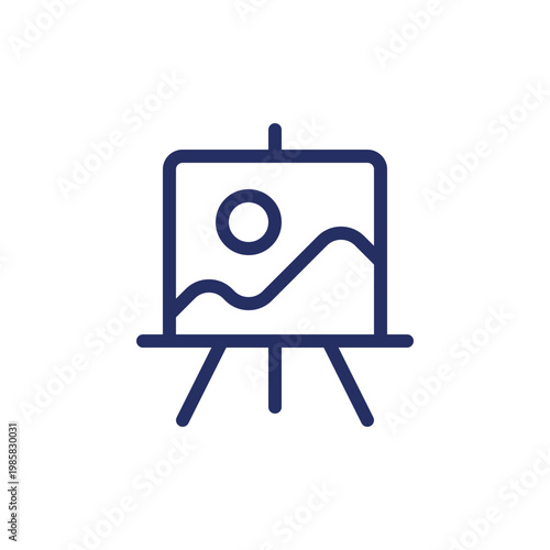 Easel stand for art class pixel perfect linear ui icon. Painting course. Art exhibition. GUI, UX design. Outline isolated user interface element for app and web. Editable stroke. Arial font used