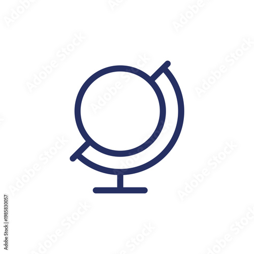 Earth ball globe pixel perfect linear ui icon. Geography lesson. Classroom supply. GUI, UX design. Outline isolated user interface element for app and web. Editable stroke. Arial font used