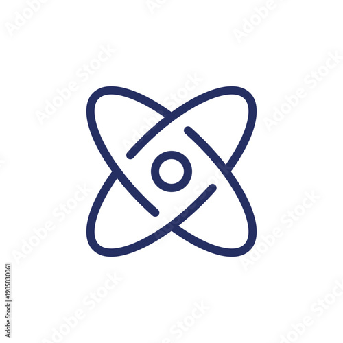 Science pixel perfect linear ui icon. Atomic structure. Physics and chemistry courses. GUI, UX design. Outline isolated user interface element for app and web. Editable stroke. Arial font used