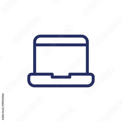 Laptop pixel perfect linear ui icon. Device for school and college student. Remote study. GUI, UX design. Outline isolated user interface element for app and web. Editable stroke. Arial font used