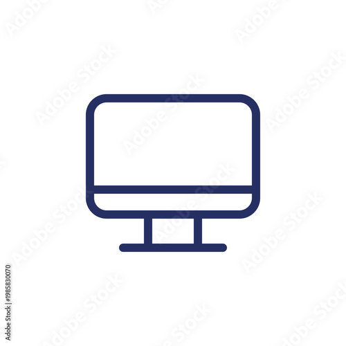Computer monitor pixel perfect linear ui icon. Electronic equipment. Hardware device. GUI, UX design. Outline isolated user interface element for app and web. Editable stroke. Arial font used