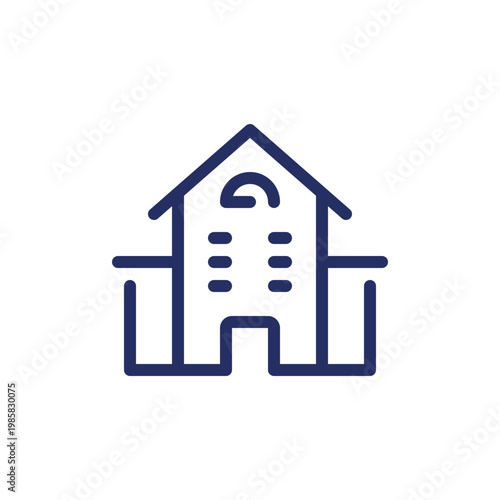 School building pixel perfect linear ui icon. Educational facility. Preschool and university. GUI, UX design. Outline isolated user interface element for app and web. Editable stroke. Arial font used