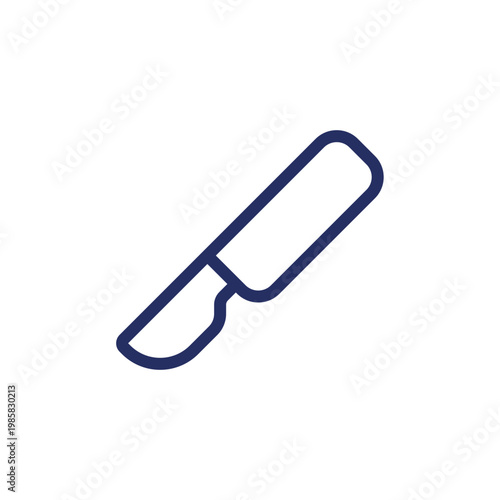 Scalpel pixel perfect linear ui icon. Surgical instrument. Sterile and sharp medical tool. GUI, UX design. Outline isolated user interface element for app and web. Editable stroke. Arial font used